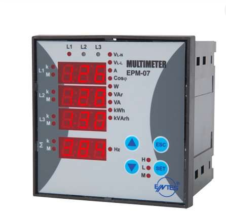 Entes EPM-07S-96 Şebeke Analizörü – 96×96 mm Panel Tipi, RS-485 Modbus RTU