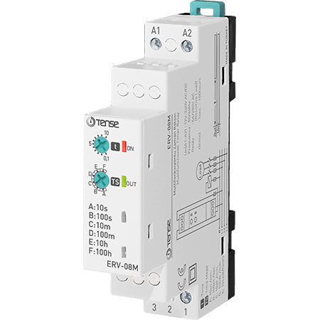 Tense ERV-08M multifonksiyonlu zaman rölesi – 12-240V AC/DC, 0,1sn-100saat