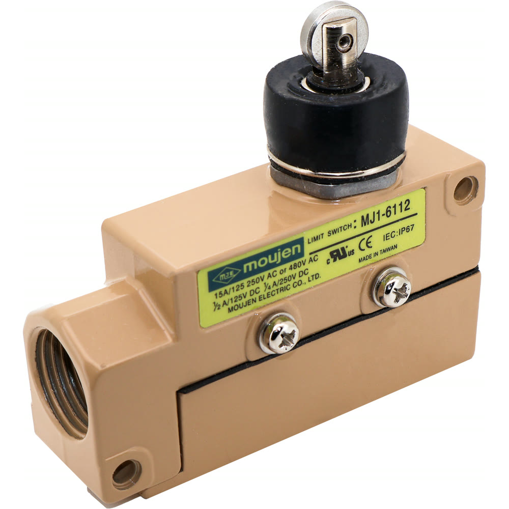 Moujen MJ1-6112 Kauçuk Korumalı Düz Makaralı Pim Limit Switch 1CO 15A 250VAC