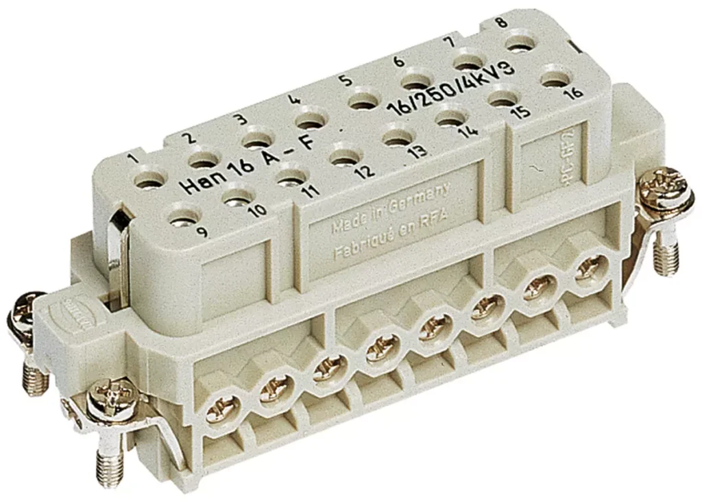 Harting Han 16A-BU-S 16+PE Dişi Konnektör İnsert (16 Kontaklı Makina Prizi)