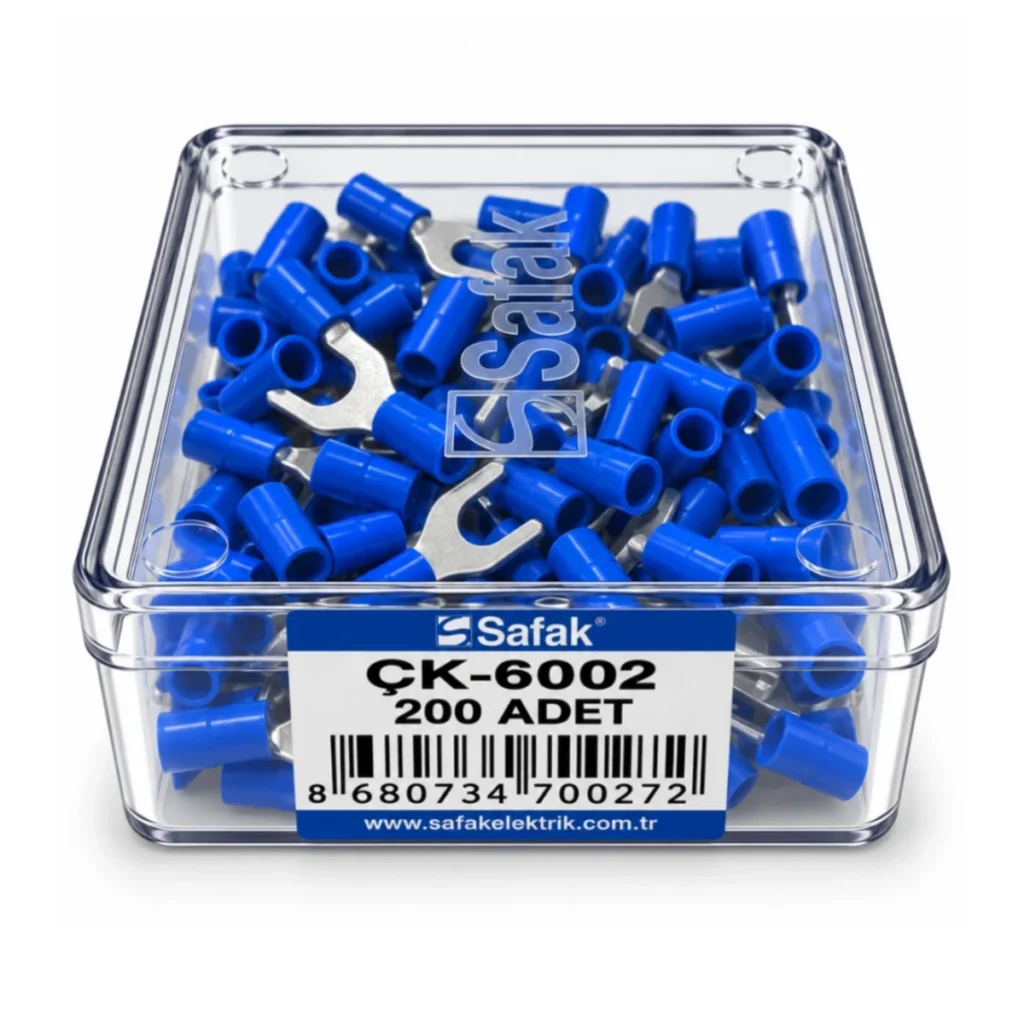 ÇK-6002 1,50–2,50 mm² M6 Çatal Tip İzoleli Kablo Ucu mavi renk