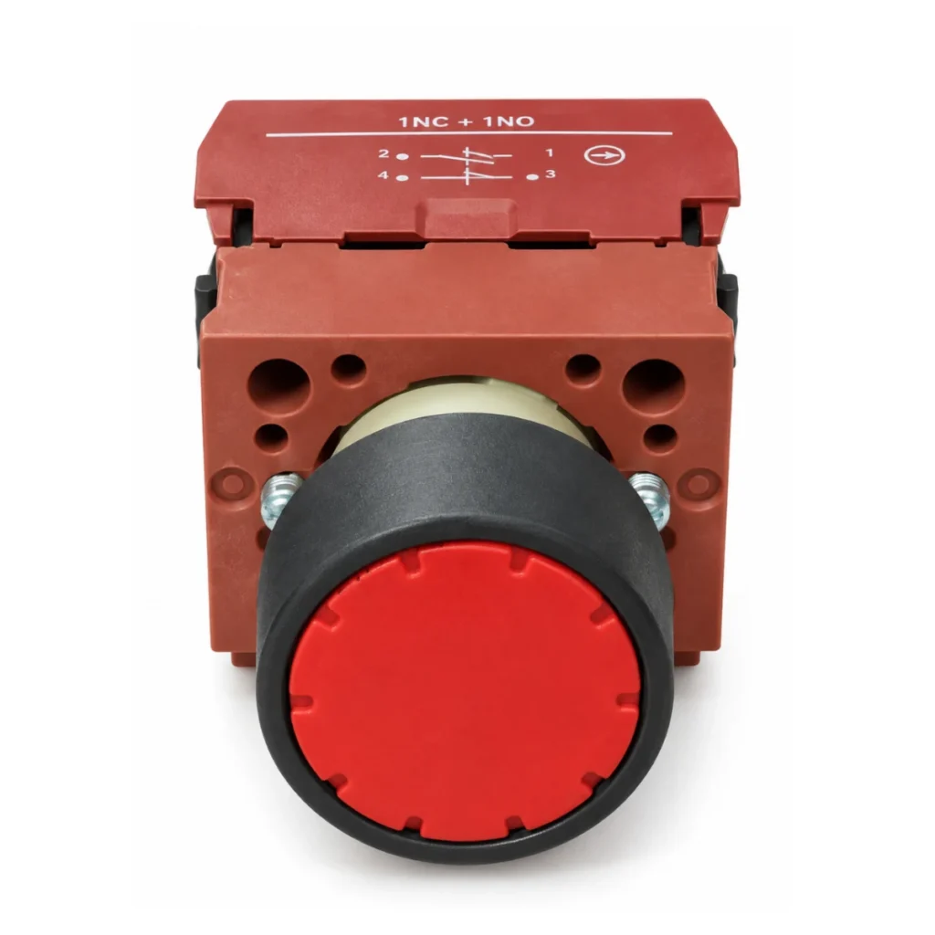 YAYLI STOP BUTON  1NO+1NC  – Kırmızı