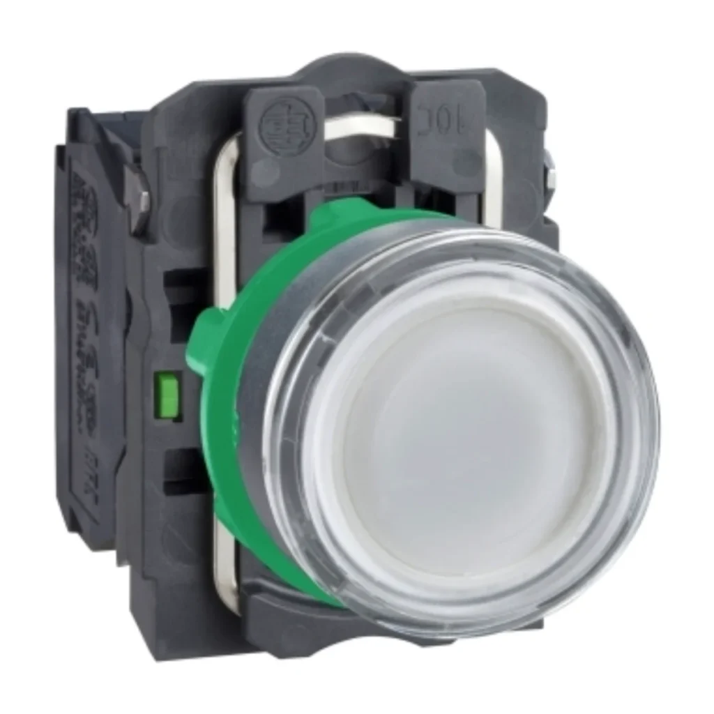 XB5-AW3165  AMPÜL TAKMALI Buton – Beyaz, 22 mm, 1NA+1NK, 250V