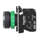 XB5-AW33B5 AMPÜL TAKMALI  Işıklı Buton – Yeşil, 22 mm, 1NA+1NK, 24V AC/DC