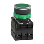 XB5-AW33B5 AMPÜL TAKMALI  Işıklı Buton – Yeşil, 22 mm, 1NA+1NK, 24V AC/DC