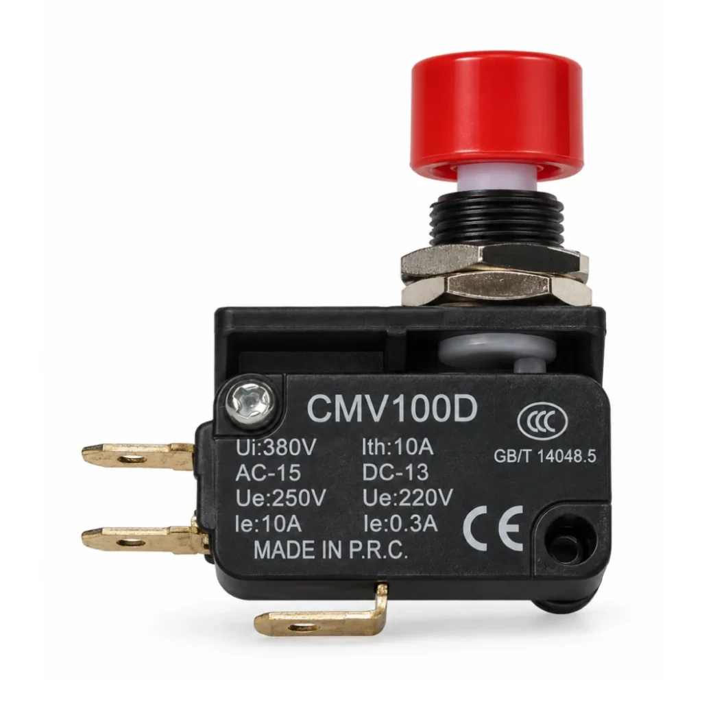 CMVP108-1C2R DİKEY TAHRİKLİ KIRMIZI KAFALI Mikro Swihc 10A, 250V AC