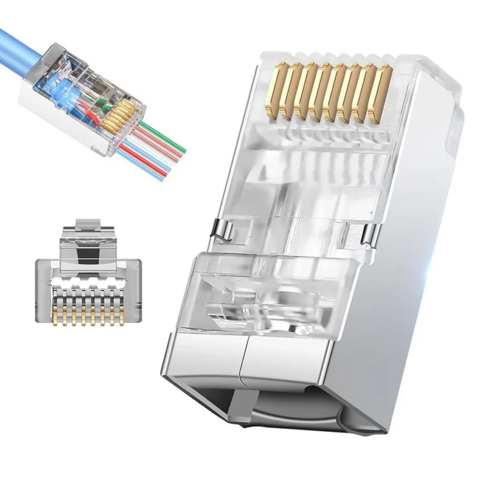 CAT6 STP RJ45 Konnektör – 1,1 mm Kablo Deliği, Tekli