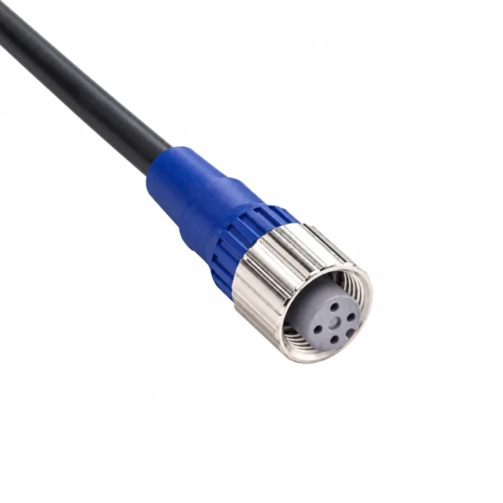XS2F-LM12PVC4S5M  M12 Sensör Kablosu – 4 Pin, Düz Dişi, 5 m, PVC, IP67