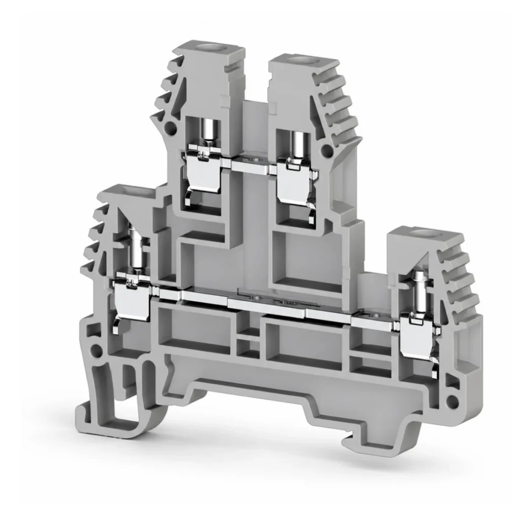 Klemsan PIK 2,5N 317109 İki Katlı Vidalı Ray Klemens – 2,5 mm², Gri