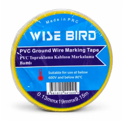 Sarı-Yeşil PVC Topraklama Kablosu Markalama Bandı 19 mm × 9,15 m